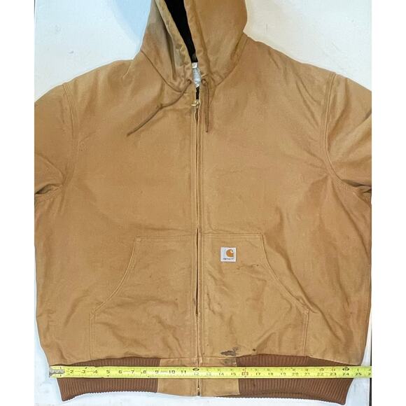 Carhartt J140 Duck Active Jacket XL Reg Distressed Workwear Flannel Lined Hoodie - Picture 7 of 12